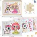 4-in-1 Princess Jigsaw Puzzles for Kids, Wood Puzzles for Kids Ages 3-5 48 Piece Wooden Puzzles for Toddlers 3-5, Wooden Puzzles for Toddlers, Essential Skills Gift for Girls Princesses