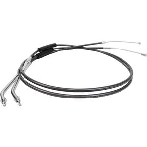 POWER JAMES 51.0" Smoky Black Stainless Steel Braided Idle Throttle Cable 45 Degree fits Harley Davidson