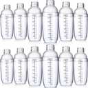 Lallisa 12 Pcs Plastic Cocktail Shaker Drink Mixer with Scales and Strainer Top Clear Shaker Cup with Measurement Plastic Bar Mixing Tool for Tea Coffee Bubble Tea Milk(700 Cc/ 24 oz)