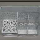 EasyPAG Pen Holder Desk Organizer with Drawer Pencil Cup for Desk 6 Compartments Metal Office Caddy Storage with Sticky Notes Holder for School Home Office, White