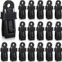 Outus 20 Pcs Tarp Clip Crocodile Mouth Multipurpose Secures Clamp with Strong Lock Clamp Trap Clip Camping Clips Tighten Tent Snap Grip for Outdoor Tent Awning Banner(Black)