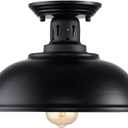 HMVPL Semi Flush Mount Ceiling Light Fixture, Farmhouse Light Fixtures, Black Outdoor Close to Ceiling Light for Porch, Entryway, Hallway, Foyer, and Gazebo