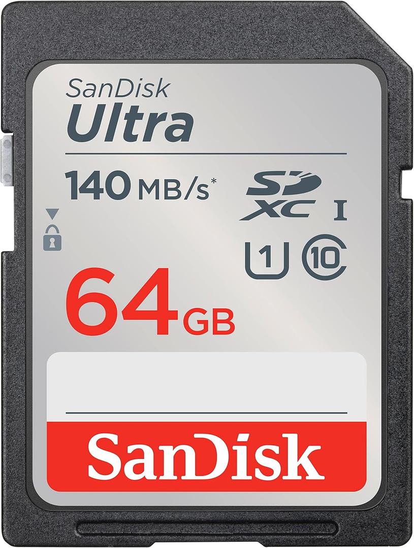 SANDISK 64GB Ultra SDXC UHS-I Memory Card - Up to 140MB/s, C10, U1, Full HD, SD Card - SDSDUNB-064G-GN6IN