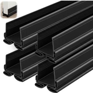 Yaocom 4strip 32" Vinyl U Shape Door Bottom Seal Slide on Door Sweep, Black