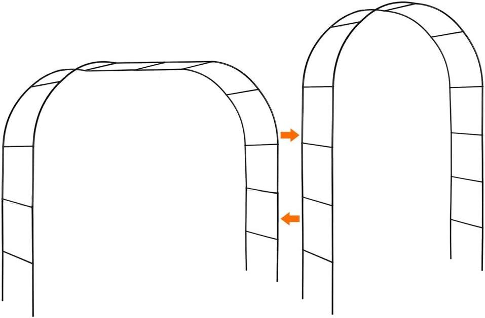 Mr.Ton Garden Arch Arbors, Trellis for Climbing Plants Outdoor 6-8ft, Two Way Assemble Wedding Decoration Metal Arch,Black