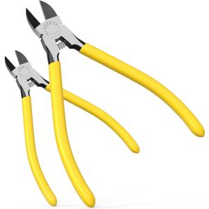 6-In and 5-In 2 PCS Ultra Sharp Compact Wire Cutters with Long Flat Nose Pliers Ideal for Cutting Crafts, Flowers, Plastics, Appliances and Any Clean Cutting Needs Powerful Wire Cutter