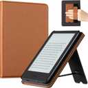 CoBak Case for 6" E-Reader - PU Leather Smart Cover with Auto Sleep/Wake & Hand Strap, not Compatible with Kobo Clara,Lychee Brown