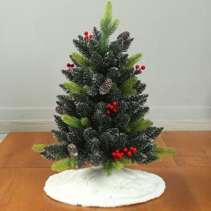 Sattiyrch Small Christmas Tree Skirt 18in, with Silver Snowflakes, Faux Fur White Xmas Tree Skirt for Christmas Tree (Silver Snowflakes, 18in)