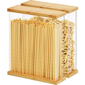 SpaceAid Bamboo Food Storage Container - Airtight Cereal Containers with Lids, Kitchen Cereal Canisters Pantry Organizers and Storage for Rice, Flour, Coffee, Snack, Large 2 Pack (Natural)