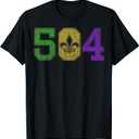 Mardi Gras 504 Nola New Orleans Louisiana LA T-Shirt (XL, Black)