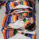 Newwiee 108 Pcs Mexican Stretch Chair Sashes with Table Runners, Cinco De Mayo Chair Bows Serape Fringe for Mexican Party Wedding Decorations (Colorful)