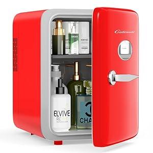 CUTIEWORLD Skincare Fridge - 4L Mini Fridge for Bedroom, Office and Car, for Refrigerating Makeup, Skincare and Food, Cooler and Warmer, Beverage Cooler, Red