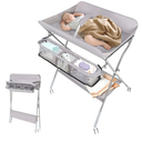 BlissBoard Portable Diaper Changing Table with Wheels for Baby, Mobile Folding Changing Station with 5-Level Adjustable Height and Large Storage Rack & Shelf