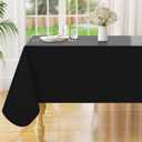 Smiry Rectangle Table Cloth 60x84 Inch, Waterproof Wipeable Vinyl Tablecloths Protector, Oil Spill Proof Plastic Table Cover for Dining, Picnic, Camping, Outdoor, Black