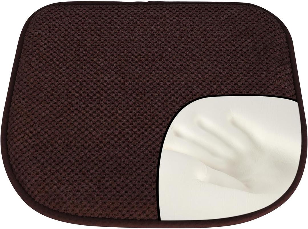 Brown Memory Foam Chair Pads, 1 Pack D-Shaped Seat Cushions for Dining Office Chairs, 17" x 15", Nonslip