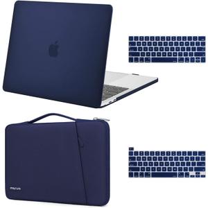 MOSISO Compatible with MacBook Pro 13 inch Case M2 2025, 2024, 2023-2016 A2338 M1 A2251 A2289 A2159 A1989 A1708 A1706, Plastic Hard Case & 360 Protective Sleeve Bag & Keyboard Skin, Navy Blue