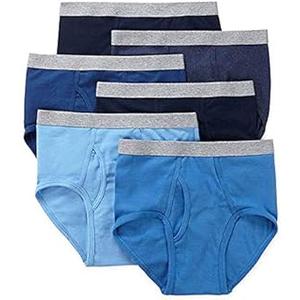 6 Pack Blended Cotton Full-Cut Briefs (Blues, Large)