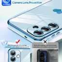 LeYi for Samsung Galaxy S25-FE Case: [ ] Tempered Glass Screen Protector [2 Pcs]+ Full Camera Lens Protection,Love Heart Plating Luxury Shockproof for S25FE,Sierra Blue