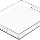 Extra Large Serving Tray with Handles, Acrylic Tray for Food, Drinks, Snacks and Appetizer, Rectangular Trays for Eating, Lucite & Coffee Table Trays, Acrylic Makeup Organizer 16"x20"