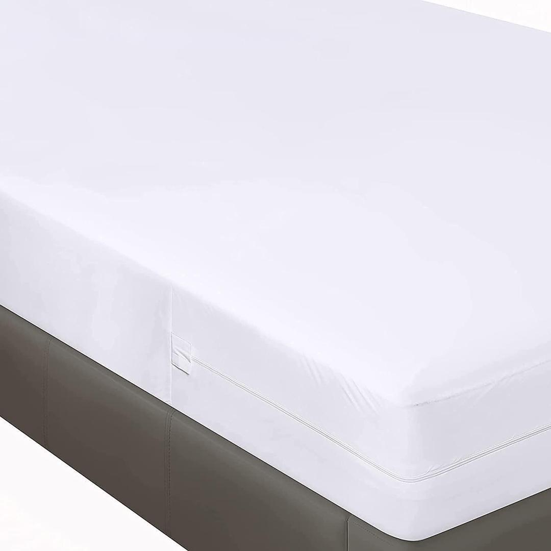Elegant Linen Store 3 Piece Zipper Fitted Sheet - 100% Egyptian Cotton - 500 Thread Count - 12" Deep Pockets - Premium Hotel Quality Fitted Sheet - Luxury Soft Sheet with 2 Pillowcase - White (Queen)