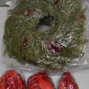 18 Pcs Small Christmas Norfolk Wreaths 15 Inch Christmas Kitchen Cabinet Mini Wreath Real Touch with Bow Ribbon Cedar Red Berry for Xmas Front Door Window Chair Fireplace Table Pillar Farmhouse Decor