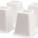 HOME IT 5 to 6-inch Super Quality Black Bed Risers - Helps You Storage Under The Bed - 4-Pack (White) (Square)