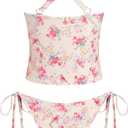 ZAFUL Womens Tankini Swimsuits Two Piece V Neck Tummy Control Bathing Suit (Beige)
