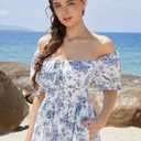 Scarlet Darkness Corset Dresses for Women Summer 2026 Floral Wedding Guest Chiffon Sundress (L)