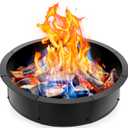 INNOSTAGE 36 Inch Fire Pit Ring (40 Inch Outer), Heavy Duty Steel Fire Ring for Outside, Large Round Fire Pit Insert, DIY Camping Fire Ring, Above or In-Ground, Black Carbon for Backyard Patio Bonfire