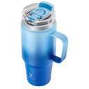 Meoky 32oz Tumbler with Handle, Stainless Steel Travel Mug with 2-in-1 Straw and Sip Lid, Vacuum Insulated Coffee Mug, 100% Leak Proof, Keeps Cold for 24 Hours or Hot for 8 Hours (Sky)