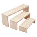 NBEADS 3-Tier Wood Display Risers, Decorative Display Risers, Display Stand, Unfinished Wood, Cupcake Holder Stand 16x6 inch