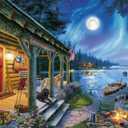 Buffalo Games - Darrell Bush - Moonlight Lodge - 1000 Piece Jigsaw Puzzle For Adults -Challenging Puzzle Perfect for Game Nights - Finished Size is 26.75 x 19.75