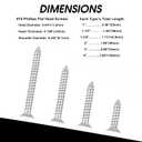 White Head 50 PCS #14X2 Stainless Steel Phillips Flat Head Wood Screws,Stainless Steel 18-8 A2(304) Screw,Home Screw Kit by QISHENG