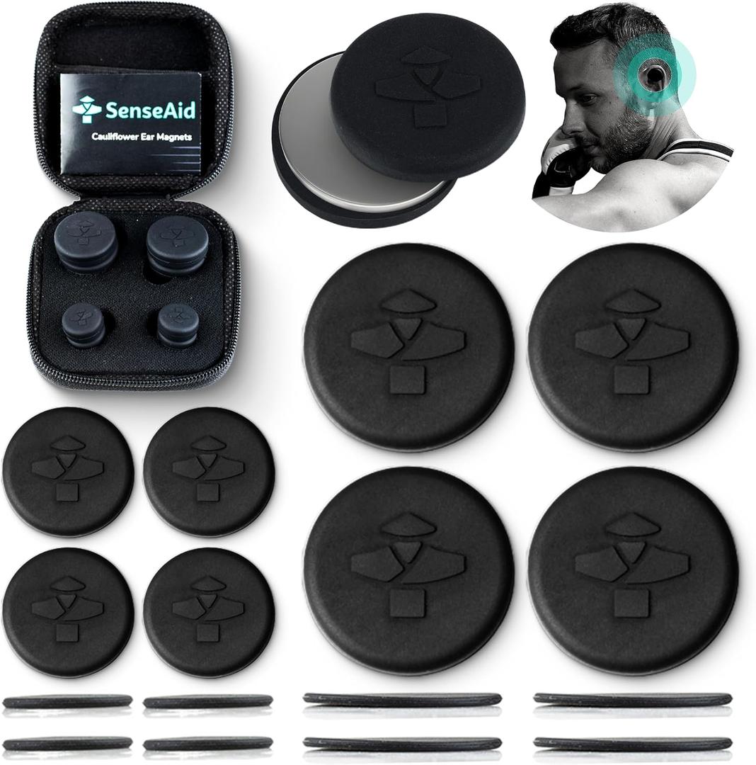 Cauliflower Ear Magnets | 8 Magnets + 8 Compression Reduction Discs Included. Cauliflower Ear Draining Kit for Treatment and Protection Against Scarring