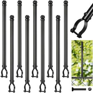 Hicarer 9 Pcs 1-3/8" Chain Link Fence Post Extender 25 Inch Extension Height Galvanized Chain Link Fence Extension for Privacy and Dogs(Black)