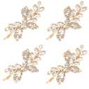 Waydress 4 Pcs Rhinestone Hair Clip Wedding Bridal Hair Barrette Decorative Leaf Crystal Side Hairpin Accessories for Women(Rhinestone Style,Gold)