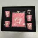 Realspring 6 Pcs Golf Gift Set for Women 6oz Golf Bottle with 4 Stainless Steel Glasses 1 Funnel for Golfers Funny Golfer Accessories for Women Mom Mother Day Birthday Gift