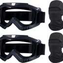Dirt Bike Goggles, 2 Pack ATV Off-Road Riding Motorcycle Motocross Glasses with Sun UV Protection Balaclava Full Face Cover for Youth, Teens, Men & Women (Black/Clear Lens)