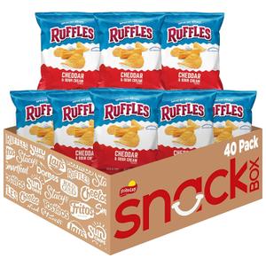 Ruffles Potato Chips, Cheddar Sour Cream, 1oz (40 Count) (EXP 08/11/26)