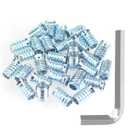 3/8"-16 x 25mm Threaded Inserts, Nut Inserts, Wood Inserts, Blue Zinc Plated Carbon Steel, 3/8-16 Threaded Inserts with Hex Wrench for Wood Furniture Screw, Total 16 Pieces, Blue Color