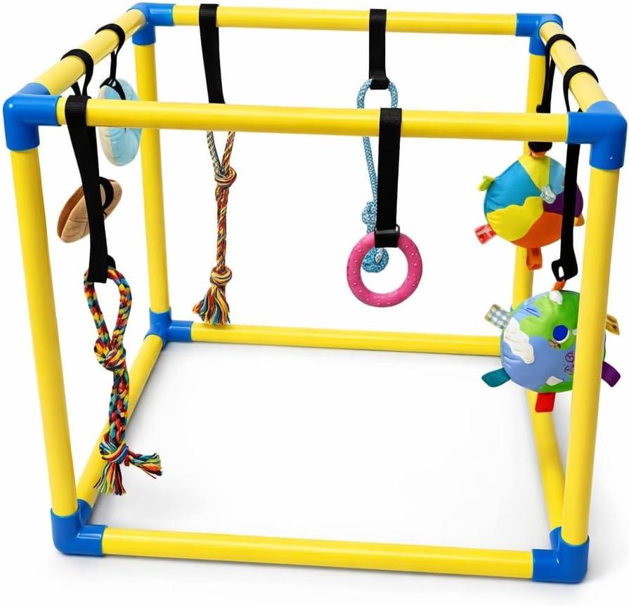Puppy Play Gym with Five Hanging Toys and Lightweight PVC Frame