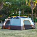 KTT Extra Large Tent 14 Person, Family Cabin Tents, 2 Rooms, Straight Wall, 3 Doors 3 Windows with Mesh, Waterproof, Straight Wall, Big Tent for Outdoor, Picnic, Camping, Gathering(Brown)