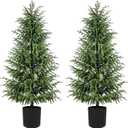 Norfolk Pine Christmas Tree Real Touch Faux Holiday Tree with Pot, Realistic Indoor Outdoor Decoration for Entryway, Living Room, Office, Apartment (5FT- 2Pack)