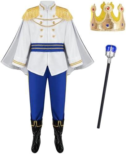 GZ-LAOPAITOU Boys Prince Charming Costume - Royal Outfit for Kids Birthday, Halloween Cosplay Dress Up without a stick Size 5-6Y
