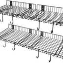 4 Pack Garage Wall Shelf, Wall Mounted Storage Shelves, Heavy Duty Metal Shelves for Room Wall, Loads 160 LBS Floating Shelves Mesh Storage Rack for Garage, Office, Basement,Wall Cabinet and Kitchen