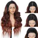 Synthetic Lace Front Wig 13x6 Honey Brown Ear To Ear Lace Frontal Wigs 200% Density HD Lace Pre Plucked Hairline Wig For Black Women Daily Party(Ombre Reddish Brown)