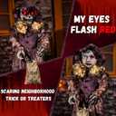 Halloween Animatronics 4ft Creepy Two-Face Doll, Animated 48" Decorations with Candy Bag, Sound Activated, Speak, Light Up Eyes, Scary Move, Haunted House Holiday Decor Horror Prop for Indoor, Outdoor