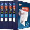 Avery Heavy Duty View 3 Ring Binder, 1" One Touch Slant Ring, Holds 8.5" x 11" Paper, 4 Navy Blue Binders (79869)