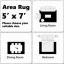 Triohero 5x7 Area Rugs Washable Oriental Rug - Stain & Fade Resistant Non-Slip Vintage Carpet, Pet & Kid Friendly Low Pile Rug Farmhouse Rugs for Bedroom, Living Room, Home Office, Playroom