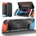 JSAUX Split Protective Case for Nitendo Switch 2, TPU Middle Frame & PC Front Cover, Non-Slip Ergonomic Grip, Storage for 10 Game Cards, Supports Stand Use-PC0114(Blue & Orange)
